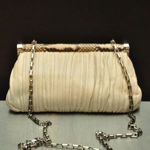 Michael Kors white leather clutch crossbody bag